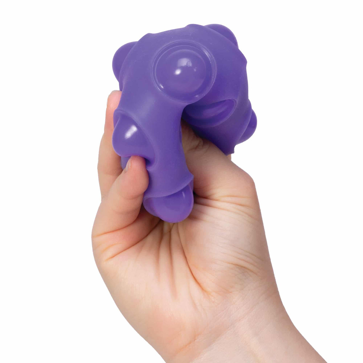 NeeDoh Happy Snappy - Hand squeezing purple Happy Snappy